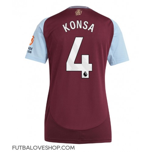 Dres Aston Villa Ezri Konsa #4 Domáci pre Ženy 2024-25 Krátky Rukáv